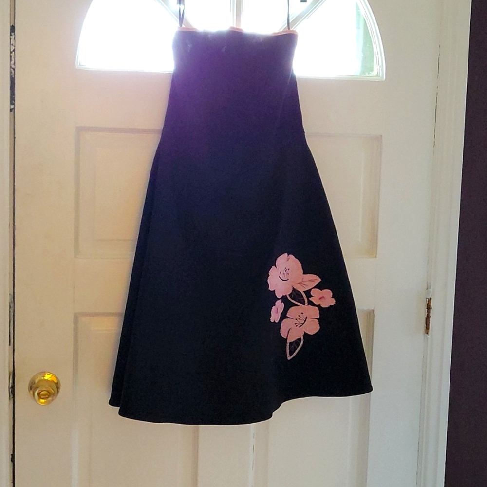 Black summer dress with pink flower